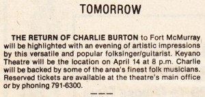 Charlie Burton Newspaper Clipping